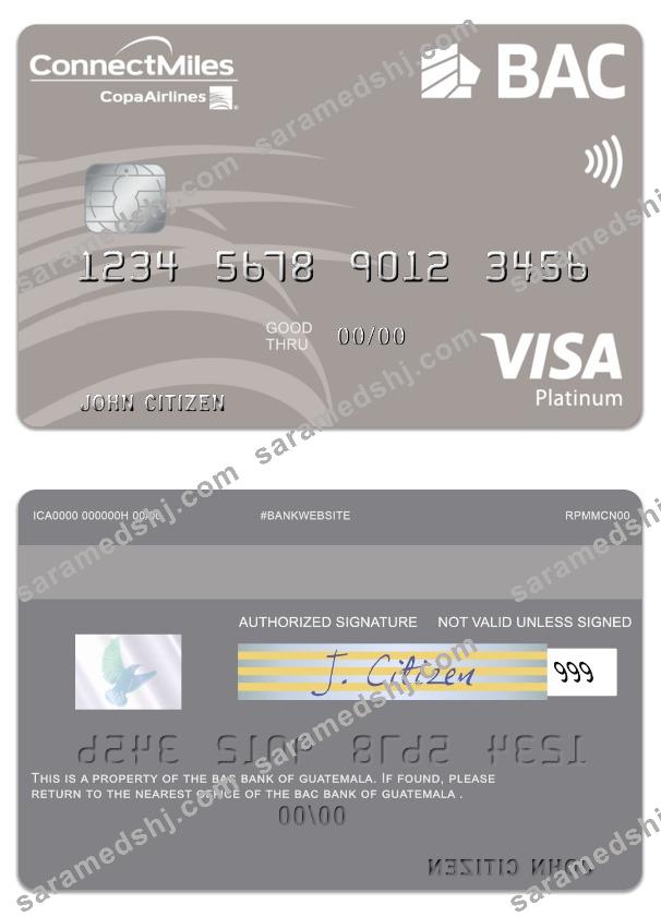 Guatemala BAC Bank visa platinum card